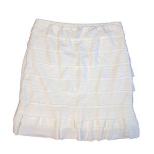Y2K Max Studio Size XS White Tiered Mini Ruffle Layer Skirt Bohemian Western
